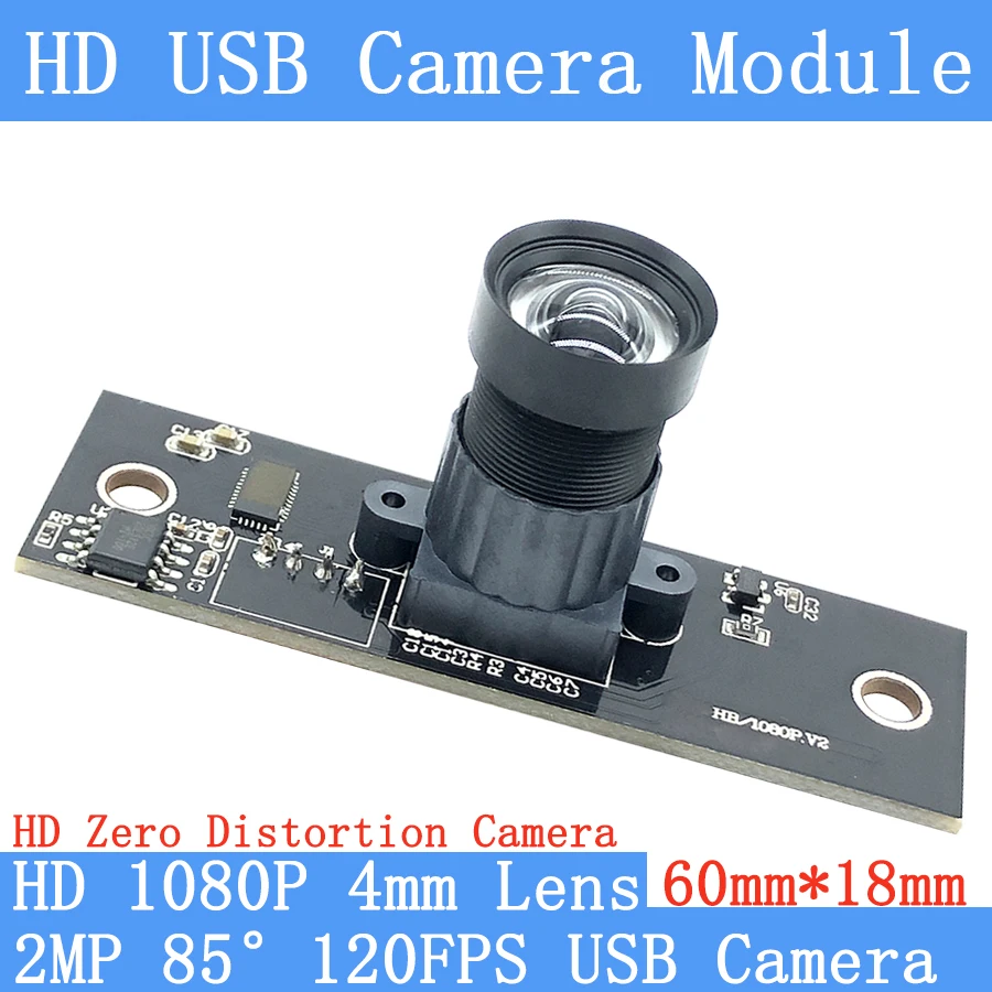 1080P Full Hd MJPEG 120fps High Speed CMOS OV2710 85° Non Distortion Mini CCTV Android Linux UVC Webcam 2MP Usb Camera Module