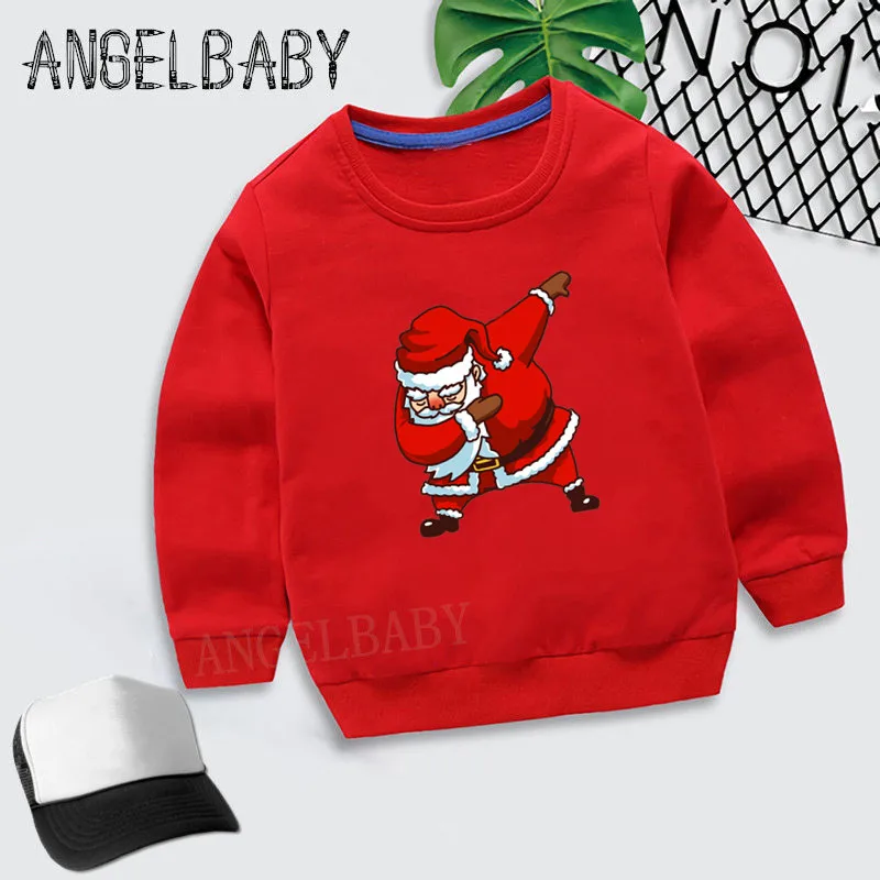 Boys Girls Sweatshirt Kids Merry Christmas Dabbing Santa Pattern Cartoon Hoodies Children Autumn Tops Cotton Clothes,KYT5112