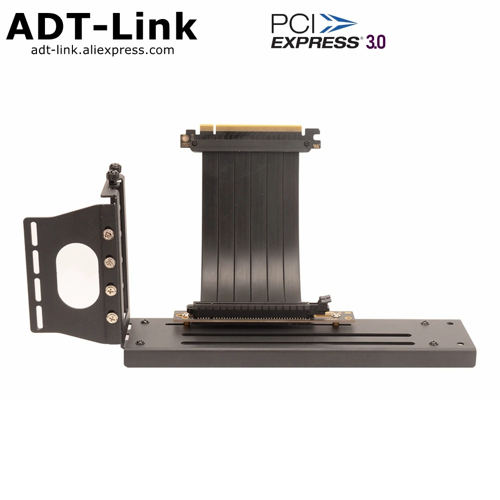 Universal Vertical Graphics Card Mounting Kit PCI-E X16 Riser Cable GPU Bracket with Flat Line Cables 15cm/20cm/25cm - L Type
