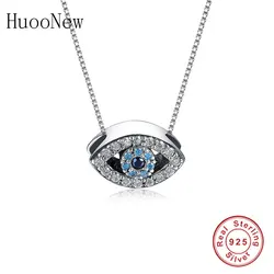 925 Sterling Silver Animal Turkish Evil Eye Blue Clear Zirconia Stone Pendant Necklace Women Girl Choker Student Trinket Fashion