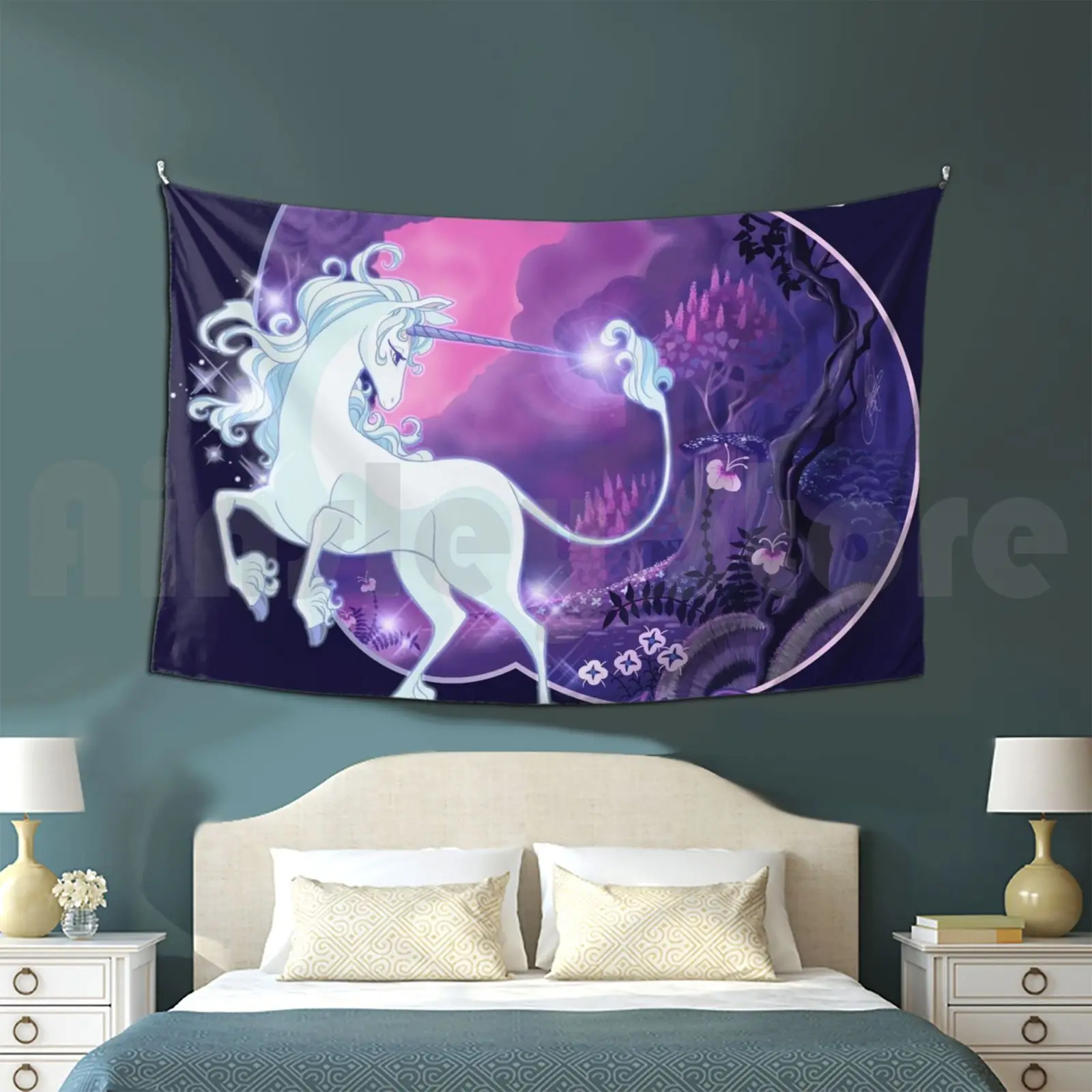 I'm Alive-Lilac Tapestry Background Wall Hanging The Last Unicorn Unicorn Das Letzte Einhorn Fantasy