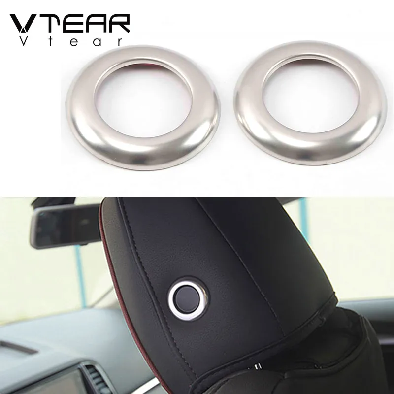 Vtear For Skoda Karoq Seat Accessories interior Headrest Adjustment knob button cover chrome car-styling trim decoration 2023