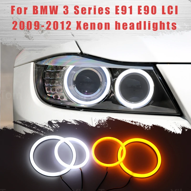 

Светодиодные SMD хлопковые фары Switchback Angel Eye Halo Ring DRL Kit для BMW 3 серии E91 E90 LCI 2009-2012, Ксеноновые фары s