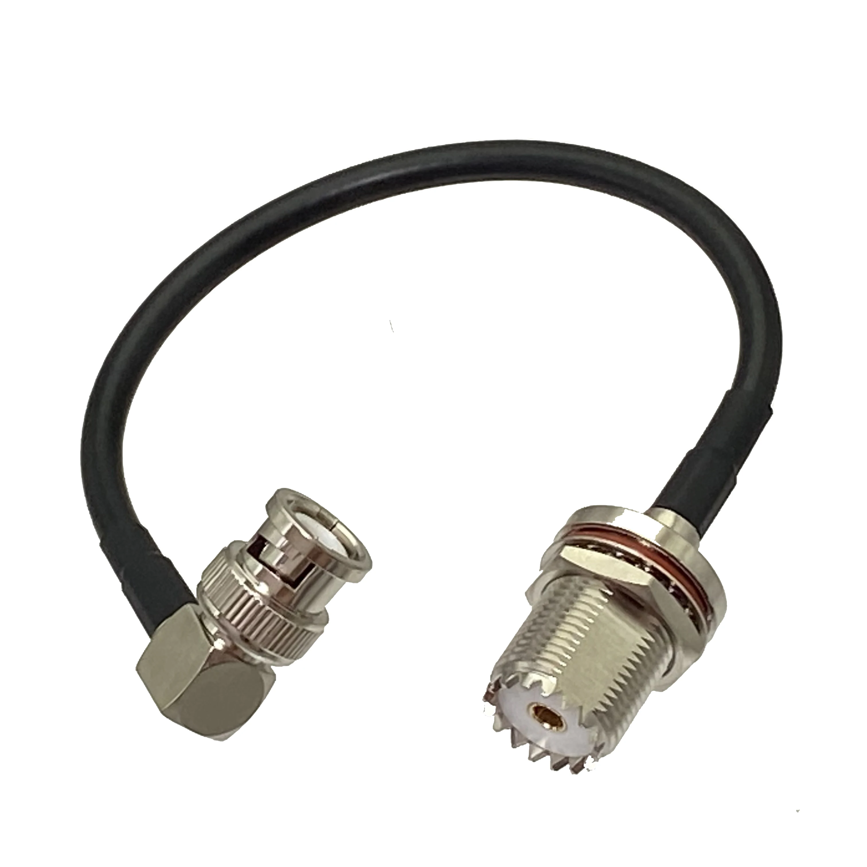 RG58 UHF SO239 Female Jack Bulkhead to BNC Male Plug Right angle Crimp RF Jumper pigtail Cable 6inch~20M