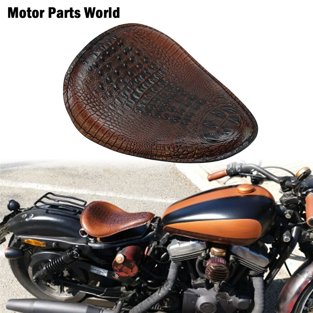 Motorcycle Brown Alligator Leather Solo Driver Seat For Harley Sportster XL 883 Bobber Chopper Touring Road Glide For Honda CBR