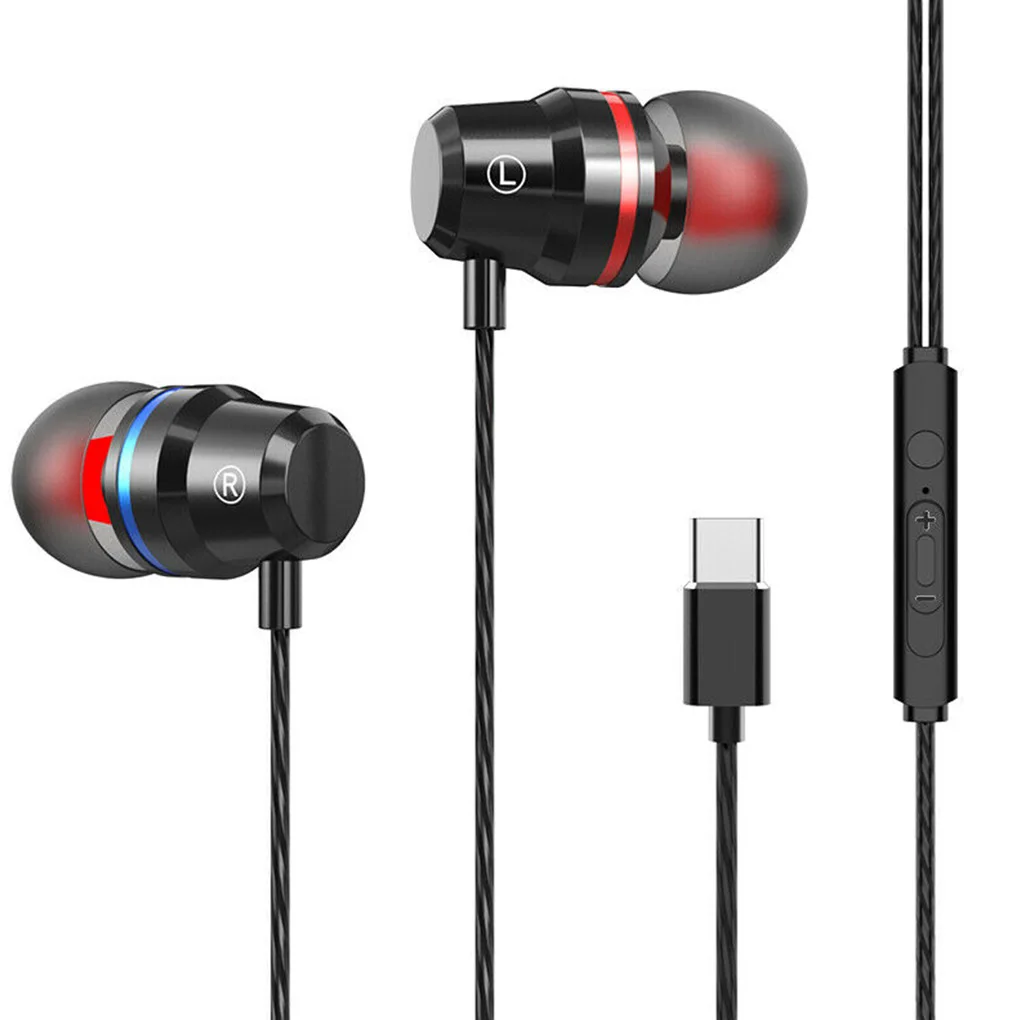 Hot Sale Type-C Earphone 6mm Dual Dynamic Drivers Wired Control Earphone Laptop Phone Tablet Earbuds with Mic