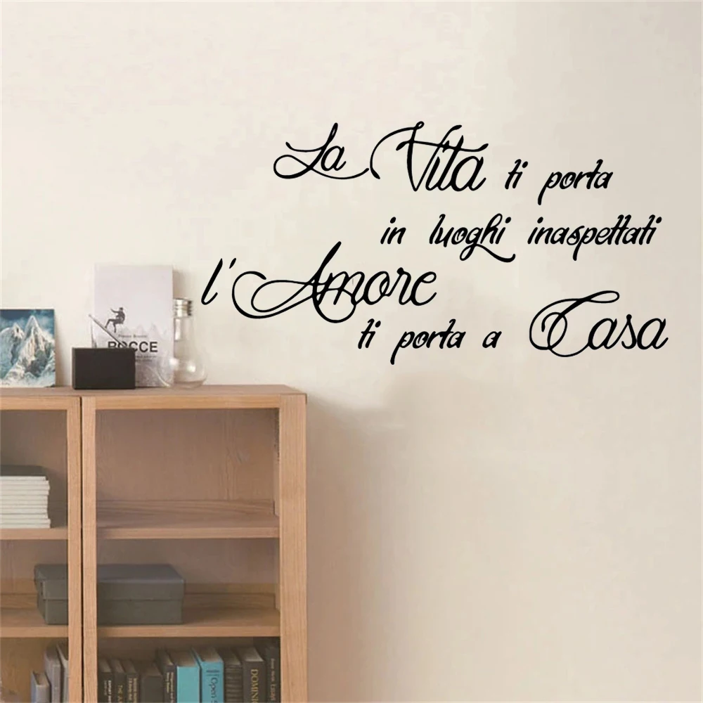 Autocollant Mural en Vinyle avec Citation de la Vie Italienne, Sticker Mural pour Salon, Chambre d\'Enfant