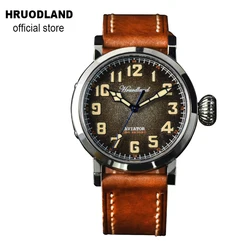 Hruodland Automatic Pilot Dress uomo orologi vetro zaffiro 30ATM PT5000 Mov not orologio da polso meccanico da uomo in acciaio inossidabile