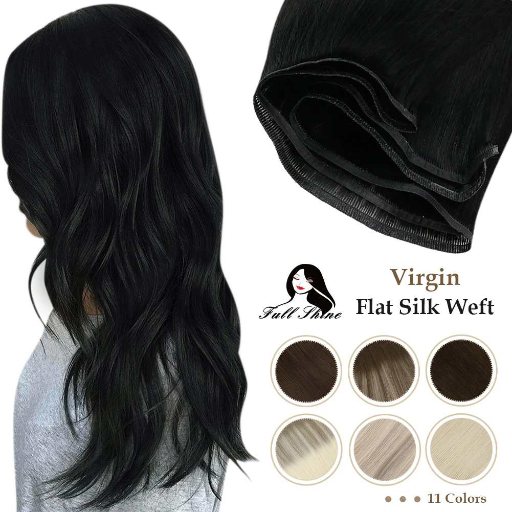 Full Shine Virgin Flat Silk Weft Brazilian Hair 100% 10A Human Hair Sew In Bundles Long Lasting High Quality For Salon For Women