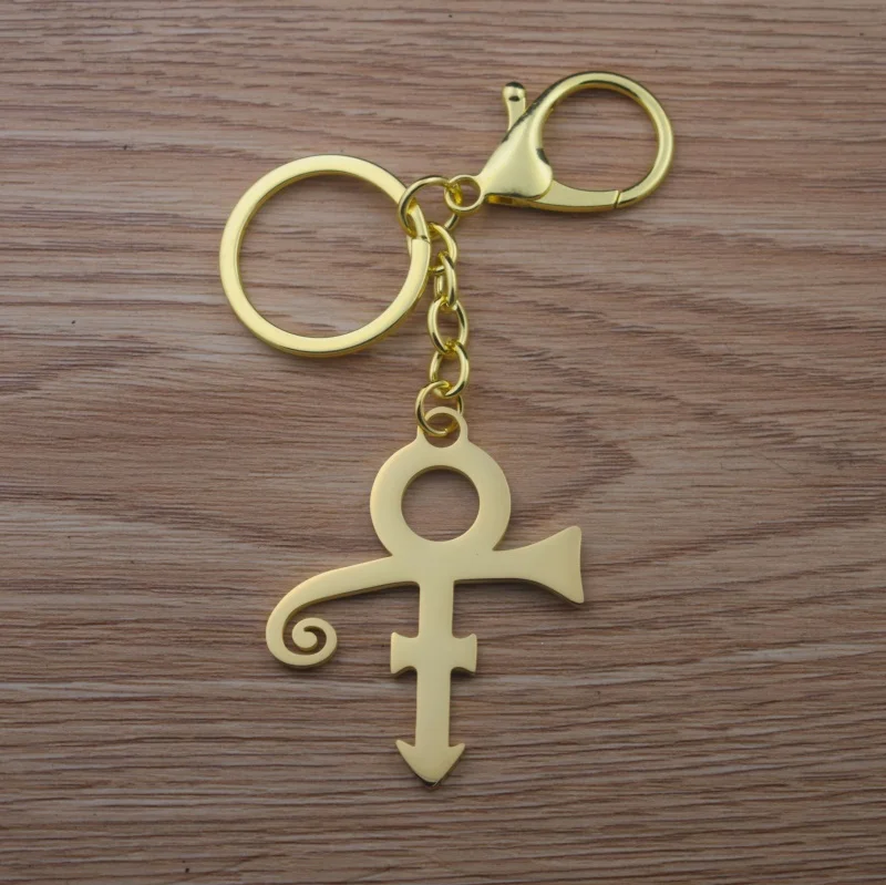 10pcs Prince Guitar Memorial Love Music Symbol Keychain Stainless Steel Love Logo Cute Pendent