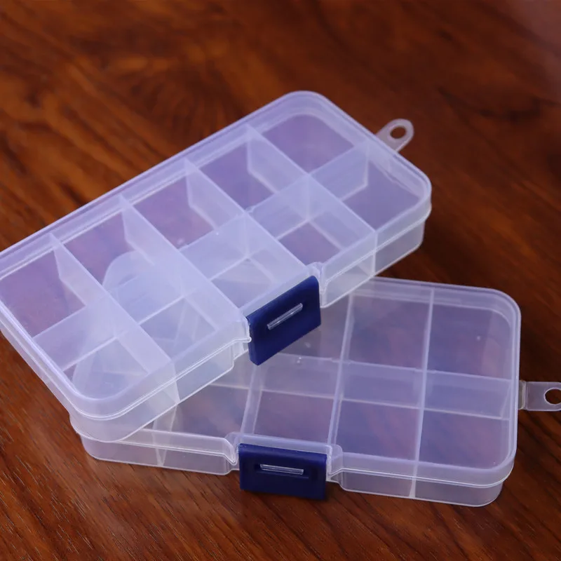 10 Grids Unudjustable Plastic Jewelry Beads Storage Box Case Container Organize For Craft Jewelry Display Boxs Supplies