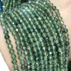 2/3/4M Natural Faceted Tiny Green Zircon Crystal Seed Stone Beads For Jewelry Making Crafts Beadwork DIY Earring Accessories