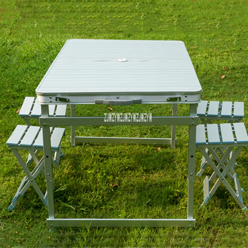 NZA-01 Beach Outdoor Folding Table Chair All Aviation Aluminum One Table Four Benches Portable Table And Chair Set