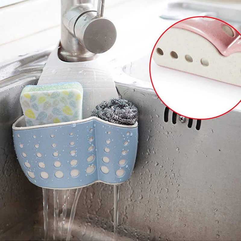 

Wheat fiber storage basket bathroom storage bag soap rack hanging basket kitchen sponge drain rack sink sponge rack LB112611