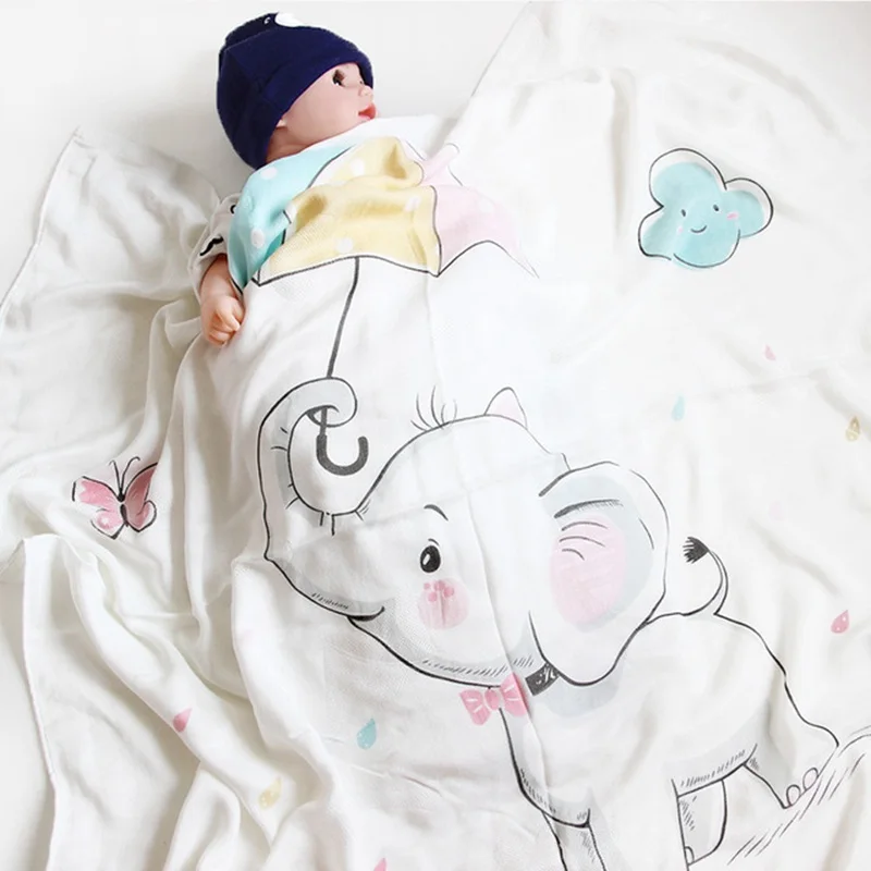 MOTOHOOD Cotton Animal Print Muslin Baby Blankets Bedding Infant Swaddle Towel For Newborns Swaddle Blanket Kids Beddings Quilt