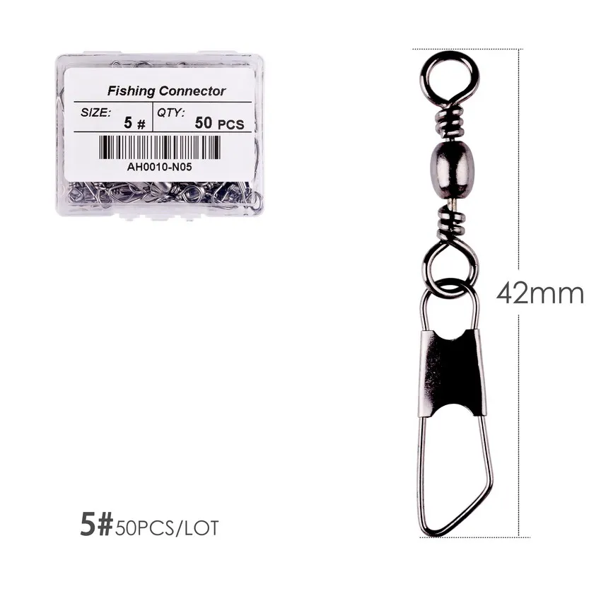 50 Teile/schachtel Messing Barrel Angeln Wirbel Solide Ringe Angeln Pin Linie Stecker Angelhaken mit Verriegelung Snap Wirbel Tackle-Tool