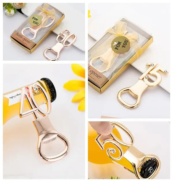 10Pcs 60th Wedding and Party Favors of 30th design Bottle Opener favors for Diamond 50th Wedding anniversary gifts 15th Opener