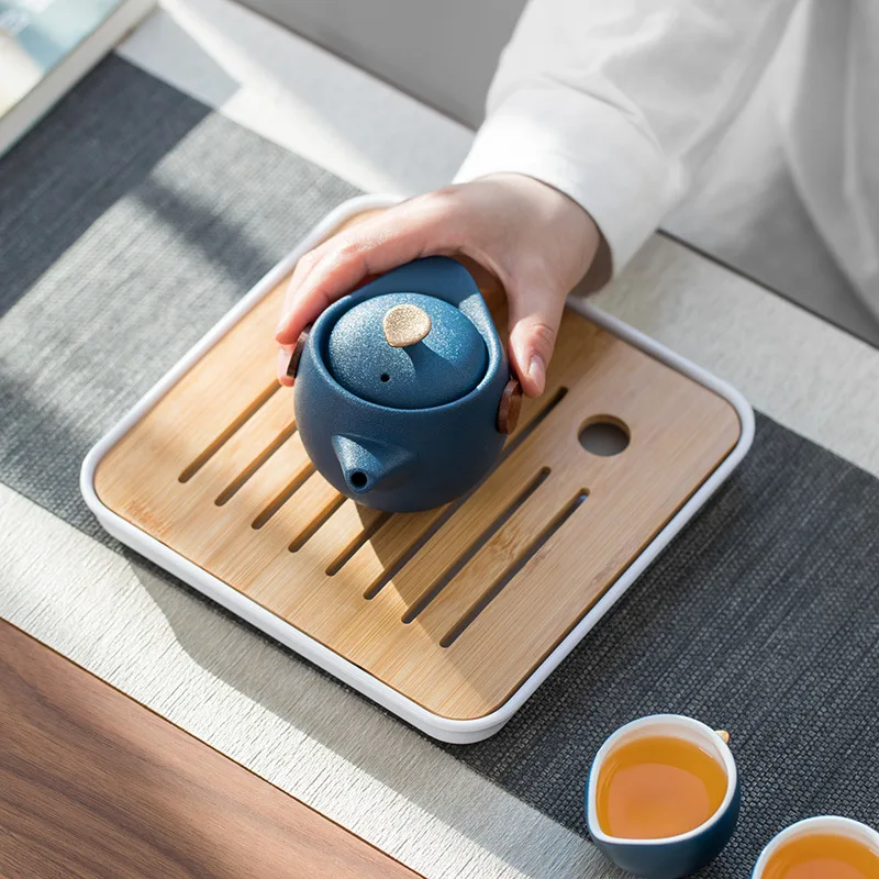 Bandejas de té de bambú, tablero, mesa de habitación, drenaje, estante de almacenamiento de agua, taza, plato de comida para servir, organizador de herramientas para ceremonia del té chino