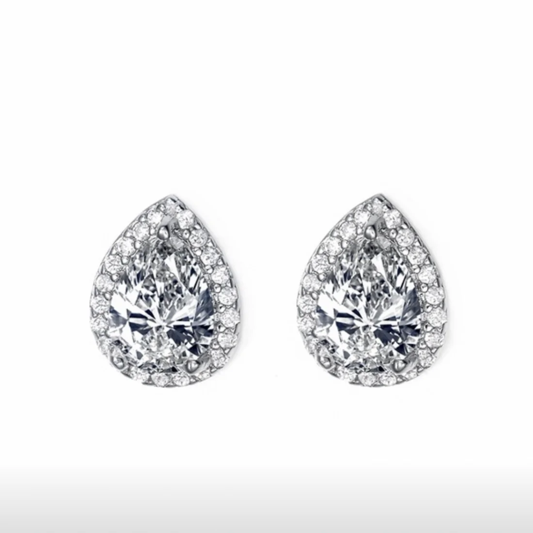 Real 925 Sterling Silver Stud Earrings Classic Pear-shaped drop Created Diamond Earrings for Women wedding Jewelry female
