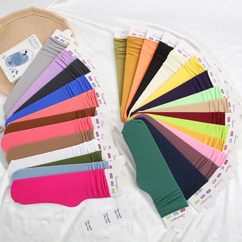 2 Pair Spring and Summer Pregnant Women Ladies Pure Color Velvet Wild Tube Socks Ice Silk Ice Socks Thin Breathable Socks