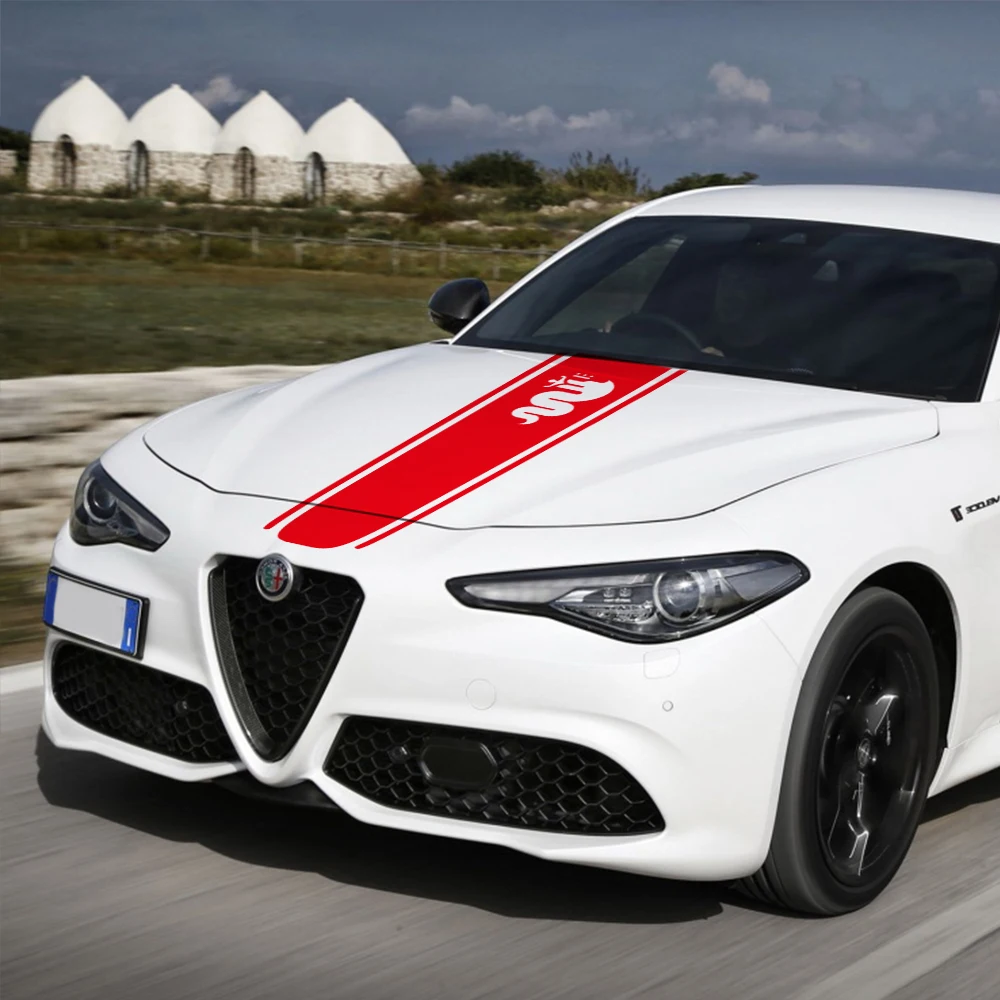 Car Hood Cover Vinyl Decal Stickers For Alfa Romeo Giulia Giulietta 159 156 MITO Stelvio 147 Sportiva Duetto GT Auto Accessories