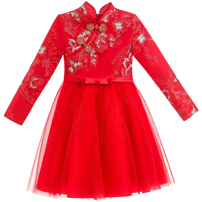 Chinese Flower Girl Dress For Wedding Girls Cheongsam Dress Chinese Hafu Kids Dresses  Baby Traditional Garments New Year Dress