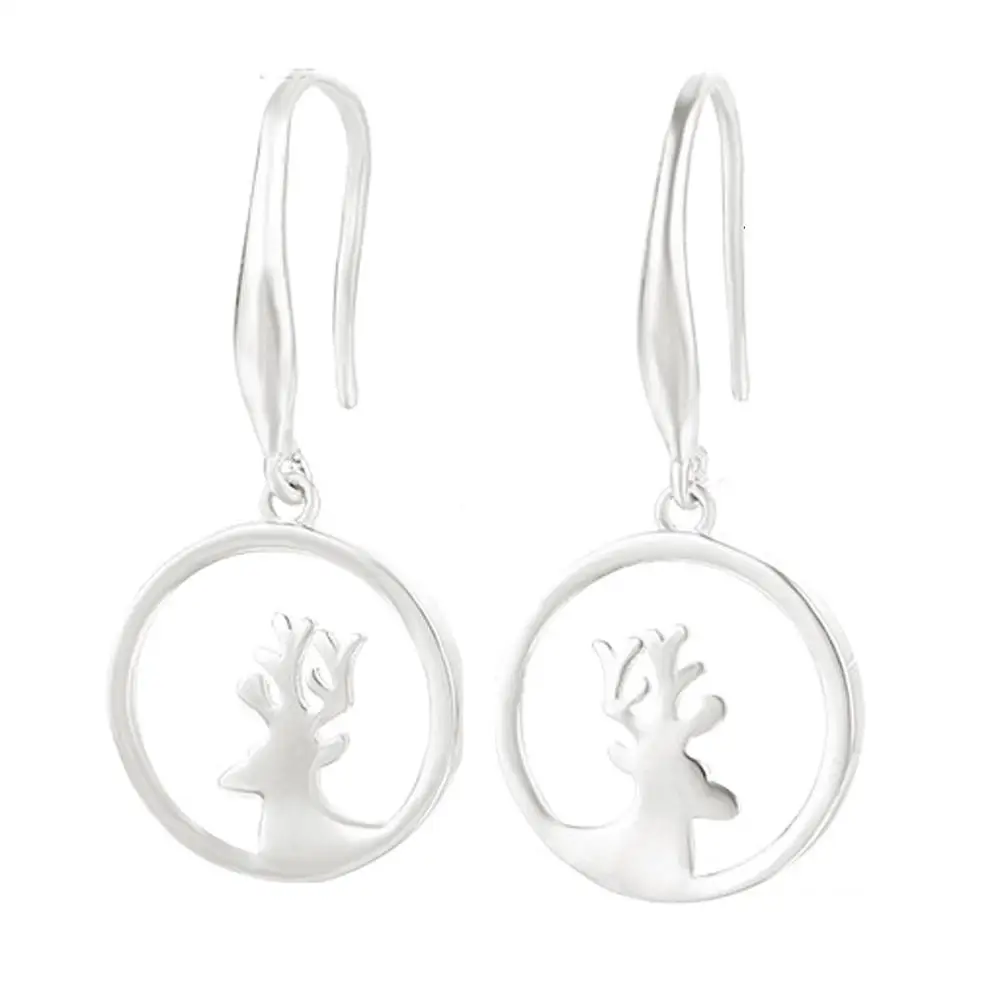 

Sterling Silver 925 Deer Fawn Hook Earrings Blanks Base fit 12mm Round Cabochon DIY Jewelry Finding Making