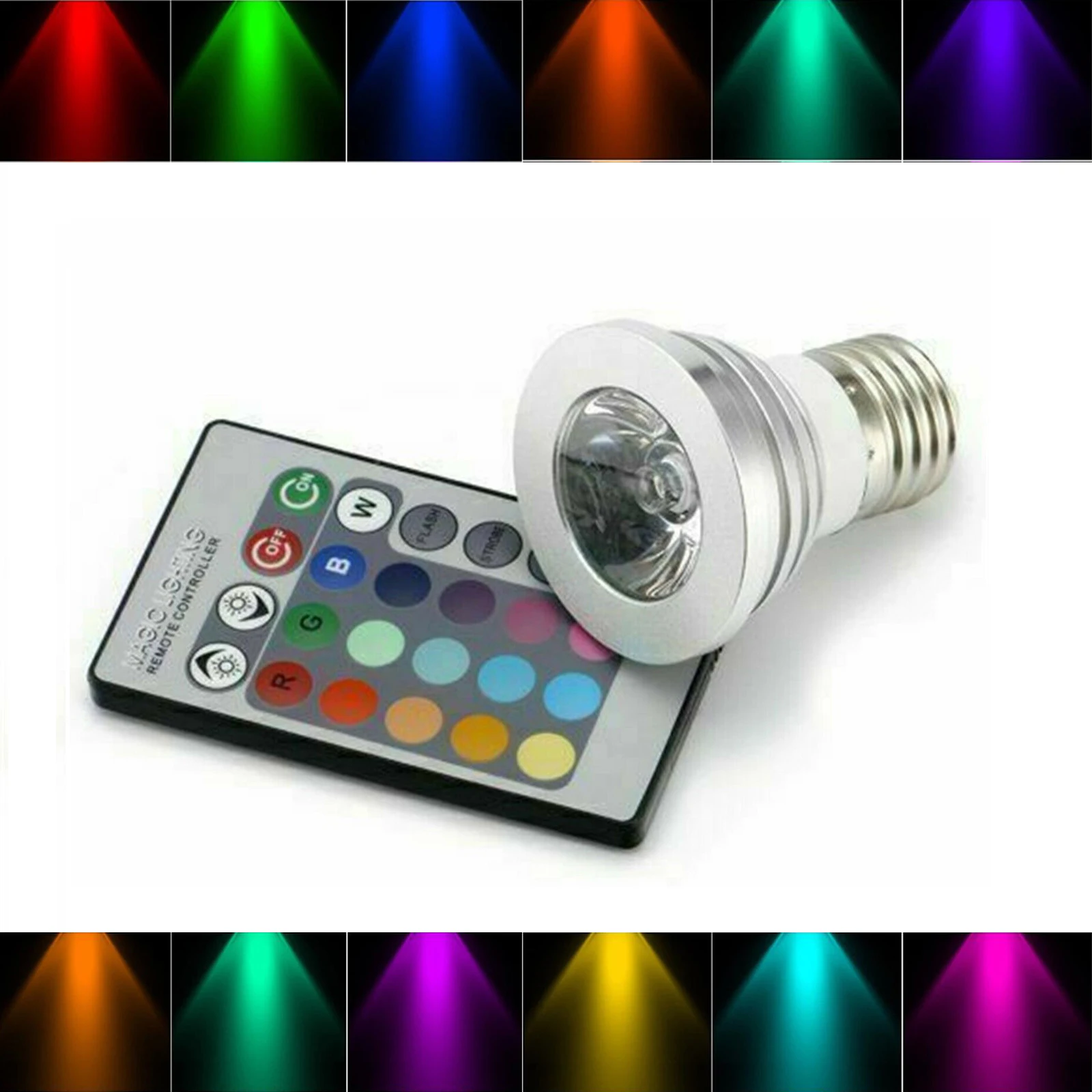 

E27 E14 GU10 GU5.3 MR16 Dimmable RGB LED Spotlight Bulb Low Consumption Environmentally Friendly with 24key Remote Control