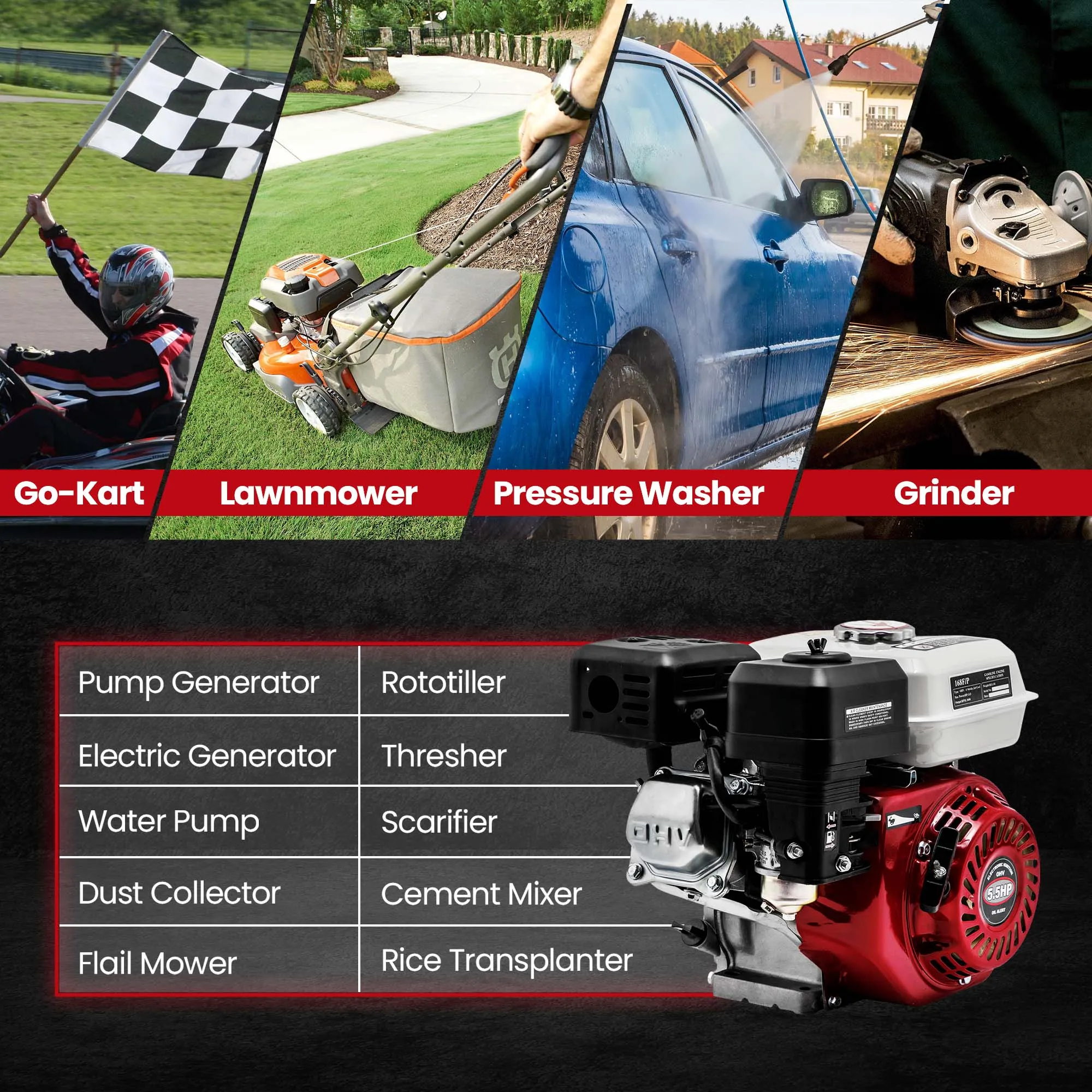 Petrol Engine for Honda GX160 4 Stroke 5.5HP 160cc Pullstart 168F 4T 3/4\