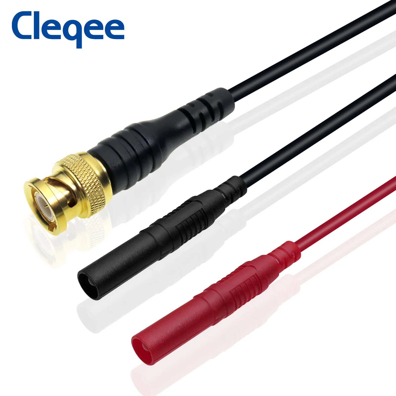 Cleqee-conector P1065 chapado en oro BNC a 4mm, prueba de osciloscopio, Cable de enchufe macho BNC, 120CM, 500V, 5A