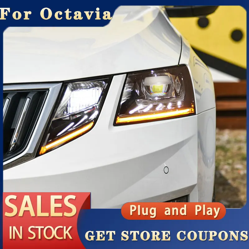 

For Car Skoda Octavia Headlight 2018-2020 DRL Day Running Light LED Bi Xenon Bulb Fog Lights Car Accessory Octavia Head Lamp