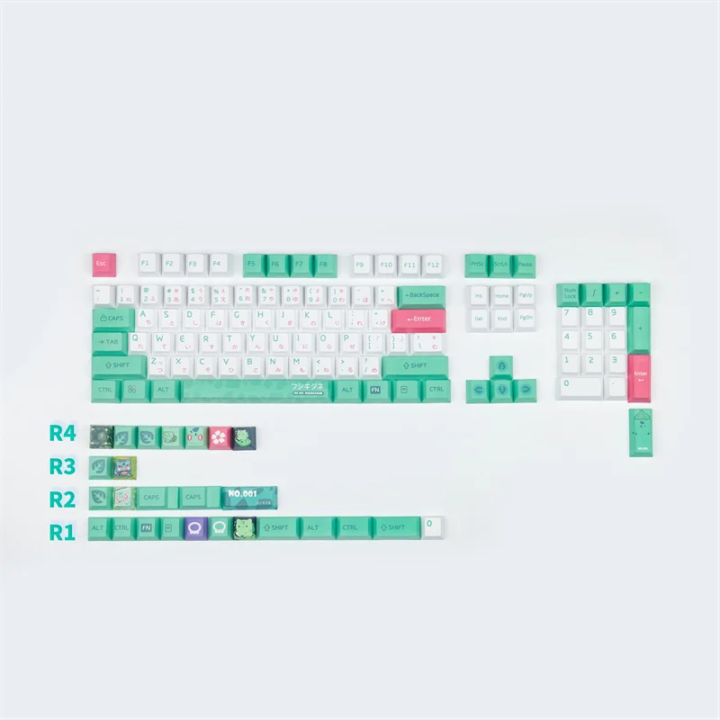 Anime 128 Keys Frog PBT 5 Face DYE-Sublimation Cherry Profile Keycaps For Mechanical Keyboard GH60 GK61 GK64 84 87 104 108