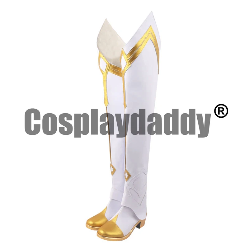 Genshin Impact Mondstadt Knights of Favonius Protagonist Outlander Traveler Lumine Ying Cosplay White Shoes Tall Boots S008