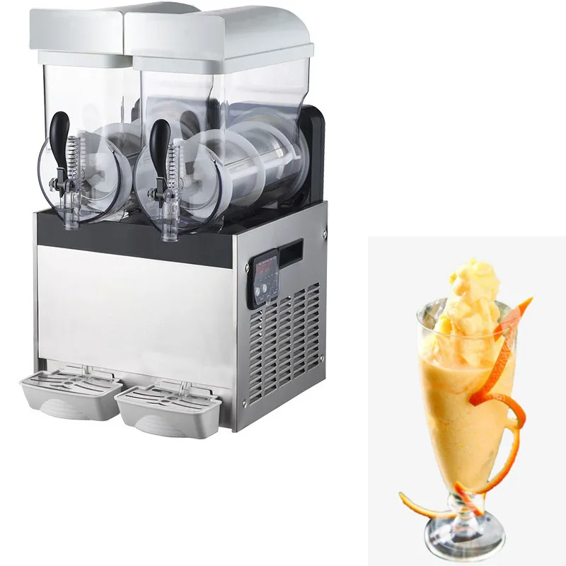 30L Double Slot Snow Melting Machine Snow Mud Ice Beverage Cold Drink Machine Snow Slush Ice Cream Machine 700W