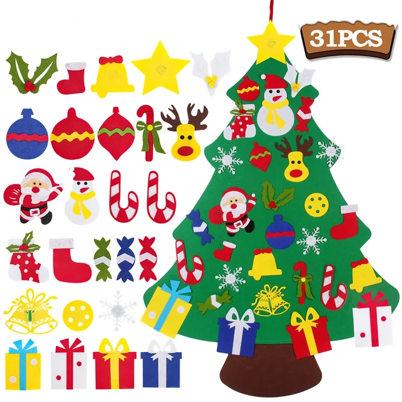 

DIY Felt Christmas Tree Merry Christmas Decoration for Home Navidad 2024 Cristmas Ornaments Santa Claus Xmas Tree New Year Gifts