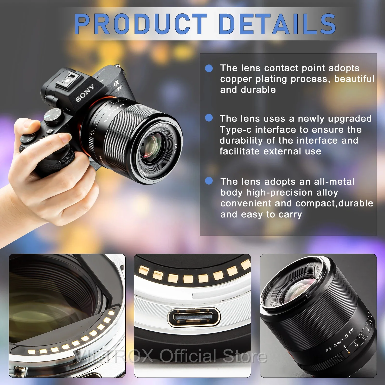 VILTROX 23mm 33mm 56mm F1.4 24mm F1.8 for Sony Lens Auto Focus APS-C Full Frame Lens Sony E Mount Camera Lens ZV-E10 A7III A6400