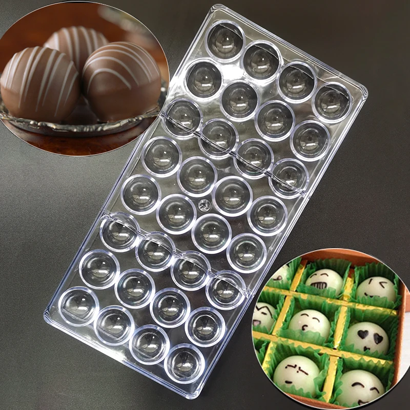 1Pc Cake Mousse Mould Home Gift 32 Half Ball Clear Hard Chocolate Mold DIY Fondant Tool Baking Polycarbonate PS Candy Maker