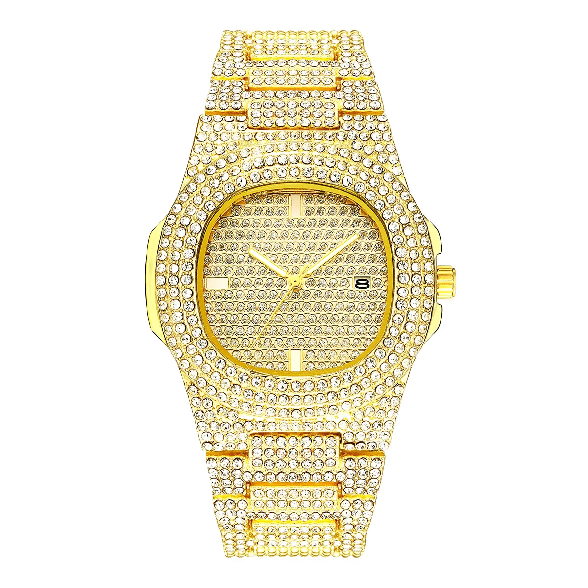 

Luxury Casual Men Watch Sliver Rose Gold Crystal Watches Men Diamond Stainless Steel Quartz Wristwatch Dress Business Date Clock
