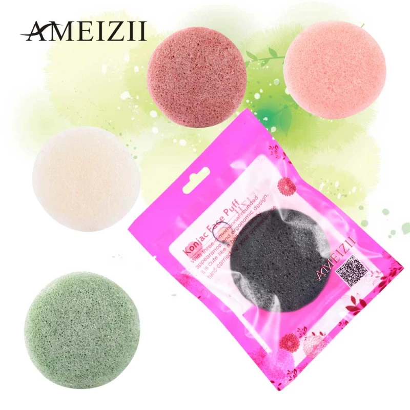 1PCS Reusable Natural Konjac Cosmetic Puff Bamboo Charcoal Cleanser Sponge Makeup Facial Cleaning Tool Smooth Beauty Essential