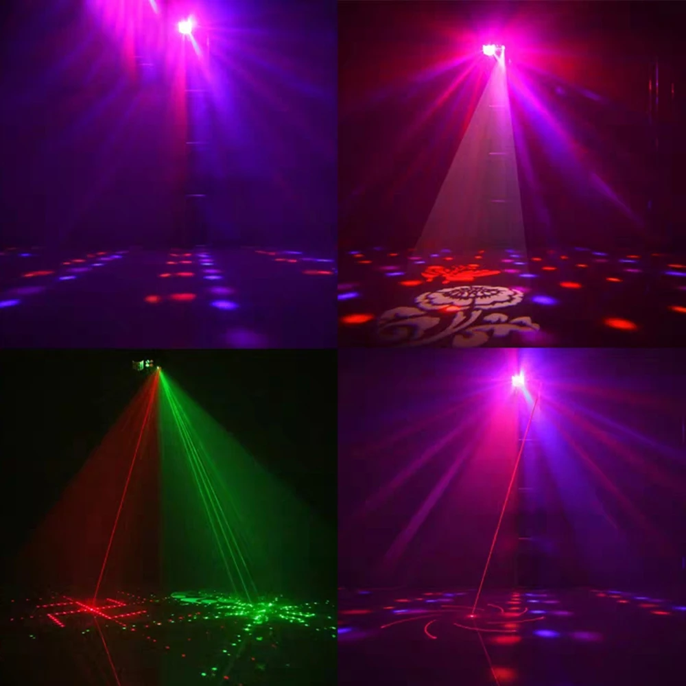 4 in1 Remote Laser Flash Strobe DMX512 LED Lighting Disco DJ Stage Light Four Functions Lighting Effect Beam Moving Head Party
