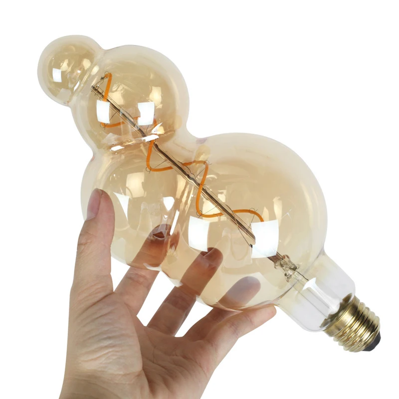 E27 Retro LED Shaped Filament Bulb 4W E27 LED Soft Filament Bubble Light Warm Yellow 220V Decorative Light