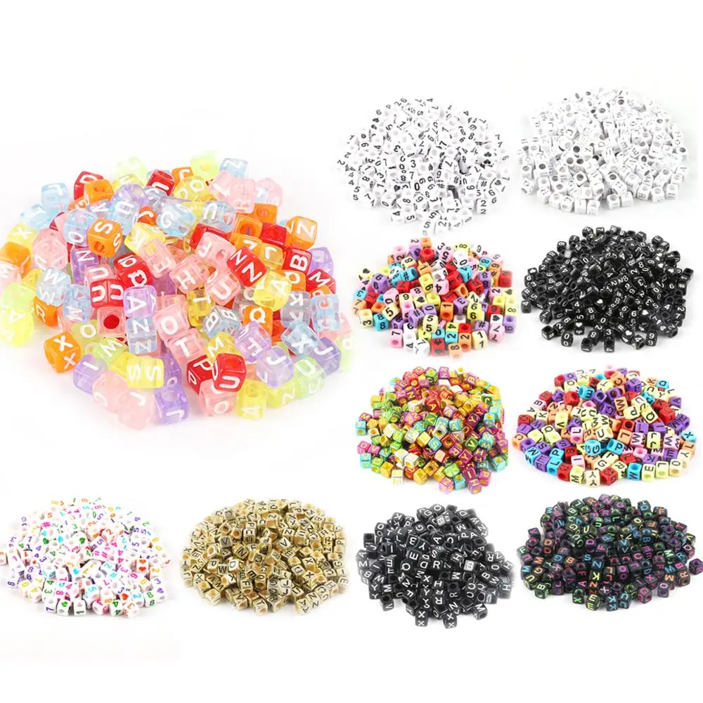 New Arrival 100pcs/lot 6mm Acrylic Beads Square Russian Alphabet Letter Beads For Hanmade Craft Making DIY Scrapbook Decoration