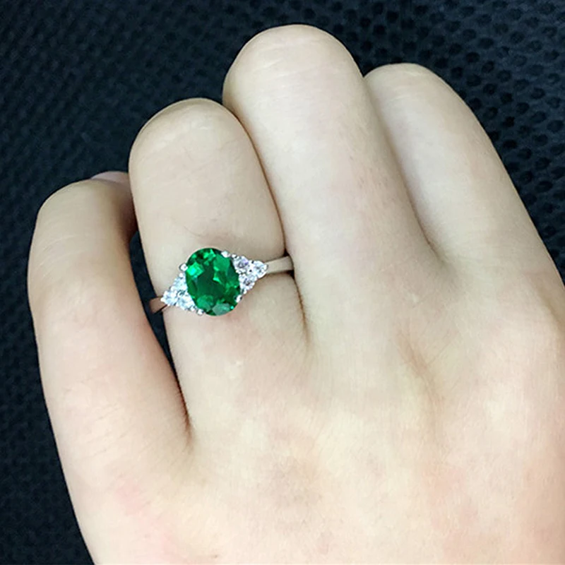 Trendy Oval Green Cubic Zirconia Adjustable Rings for Women Female Wedding Engagemant Party Fashion Jewelry Gifts YRI150