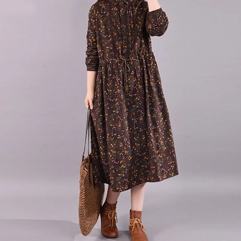 NYFS 2024 nieuwe lente herfst vrouw jurk literaire vintage losse lange mouwen vestido de mujer gewaad jurken