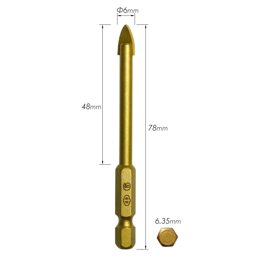 Imagem -03 - Peça de Titânio Revestido Broca de Vidro Bits Conjunto 346810 mm com Hex Shank para Espelho da Telha Cerâmica de Mármore e Vidro 5