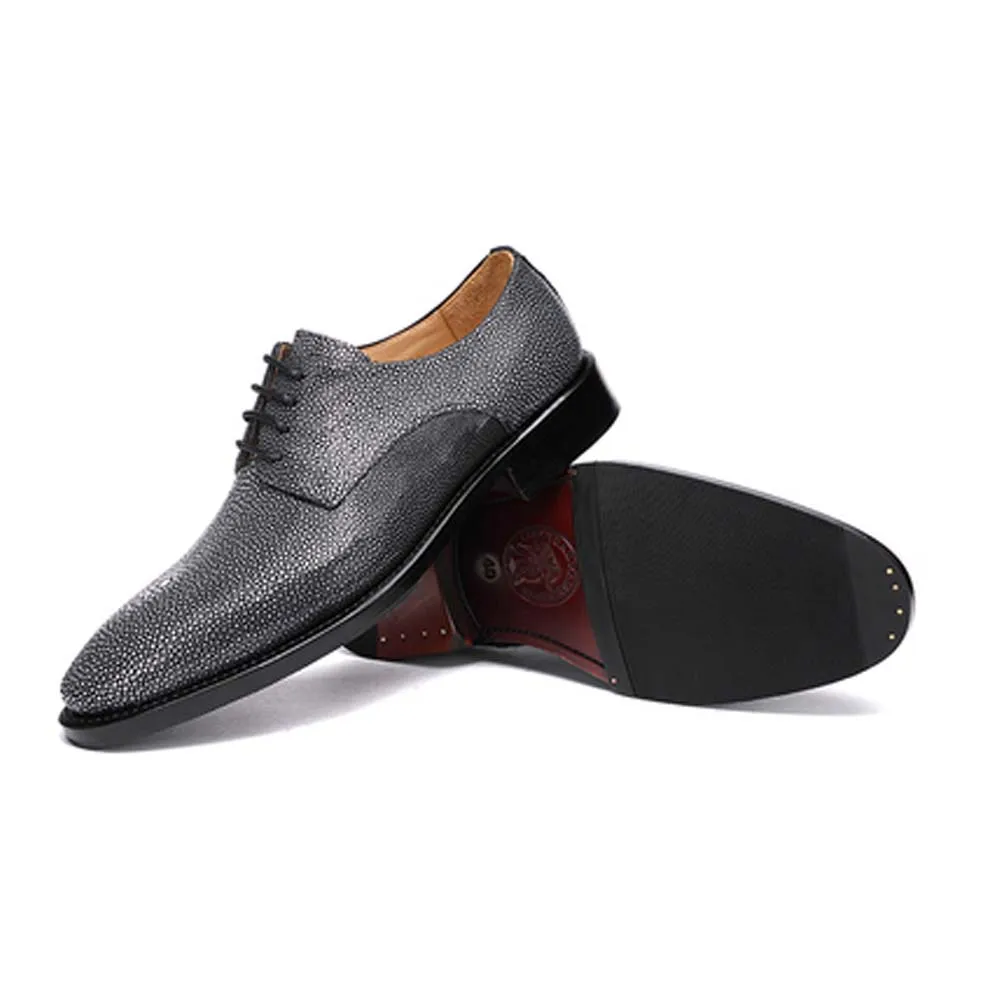 hulangzhishi Pearl fish skin  Men shoes Pure manual  male formal shoes stingray leather lace-up  male dress shoes