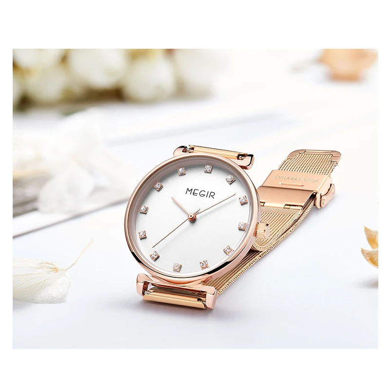 MEGIR Luxury Brand New Women Watches Fashion Rose Gold Ladies Dress Quartz Wristwatch Waterproof Female Watch Relogio Feminino