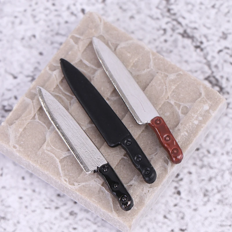 1PC 1:12 miniature per case delle bambole coltello in metallo modello Mini accessori da cucina giocattoli per la decorazione della casa delle bambole