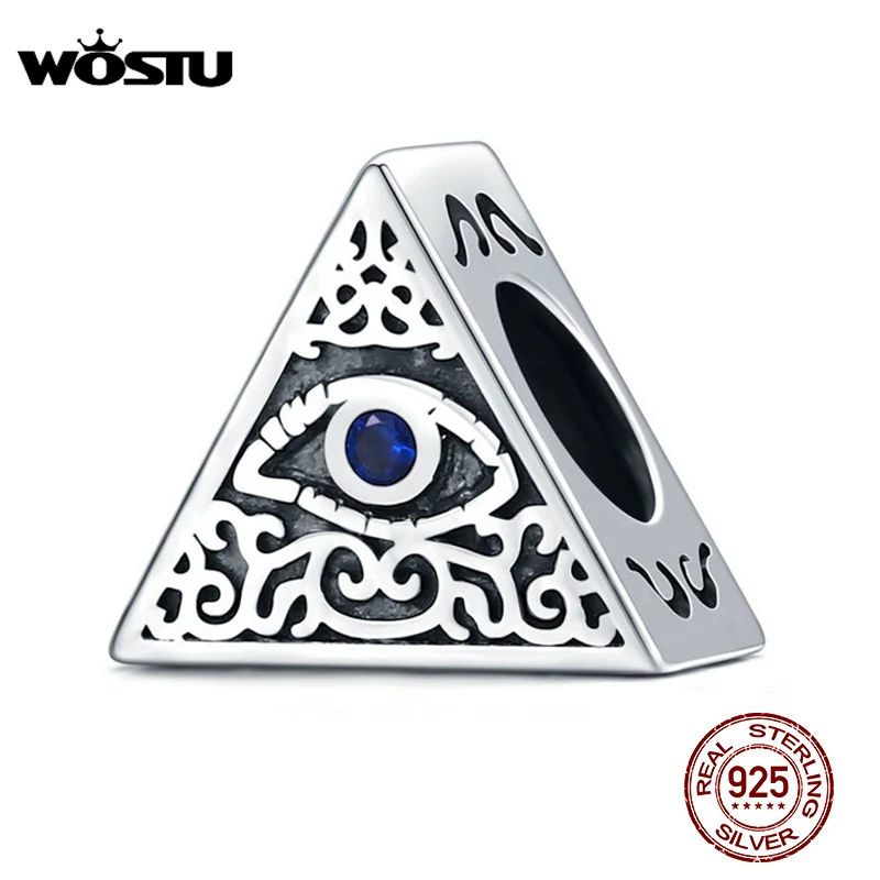 WOSTU Fortunato di Fascino 100% In Argento Sterling 925 Fortunati Blue Eye misura Branelli Pendenti E Ciondoli Bracciali Braccialetti In Argento 925