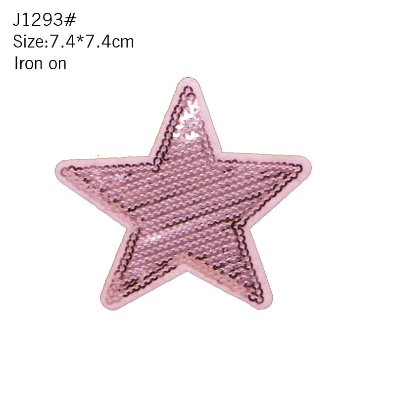 2 PCS Star Embroidered Patch Sequin Sewn Iron Badge Gold Silver Red Black Blue Powder Clothes Hat Backpack DIY Decal Decoration